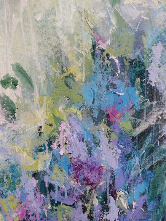 Lilac Waterfall. Abstract Floral Landscape