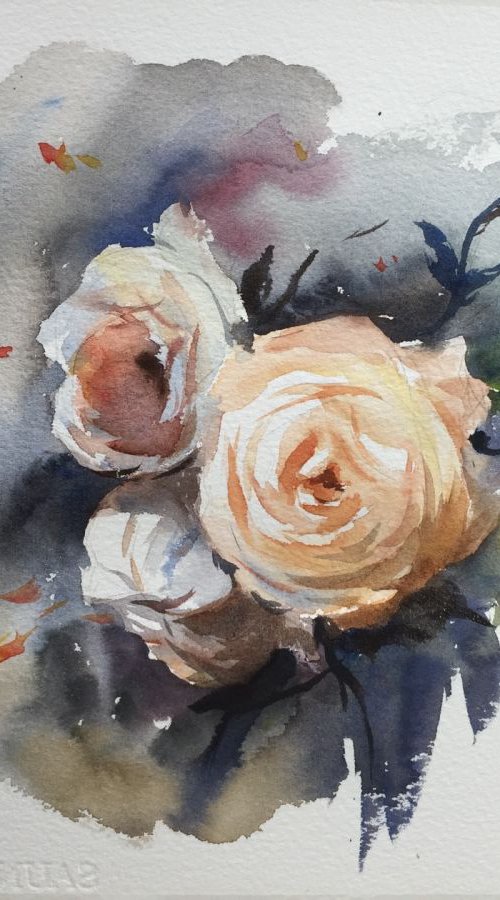 White roses by Jing Chen