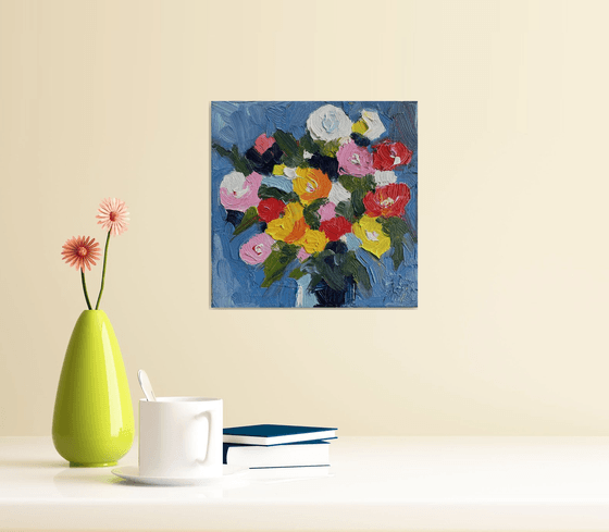 Blooming on a Blue Background