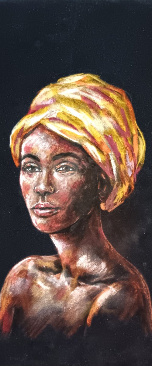 African woman with scarf by Mateja Marinko