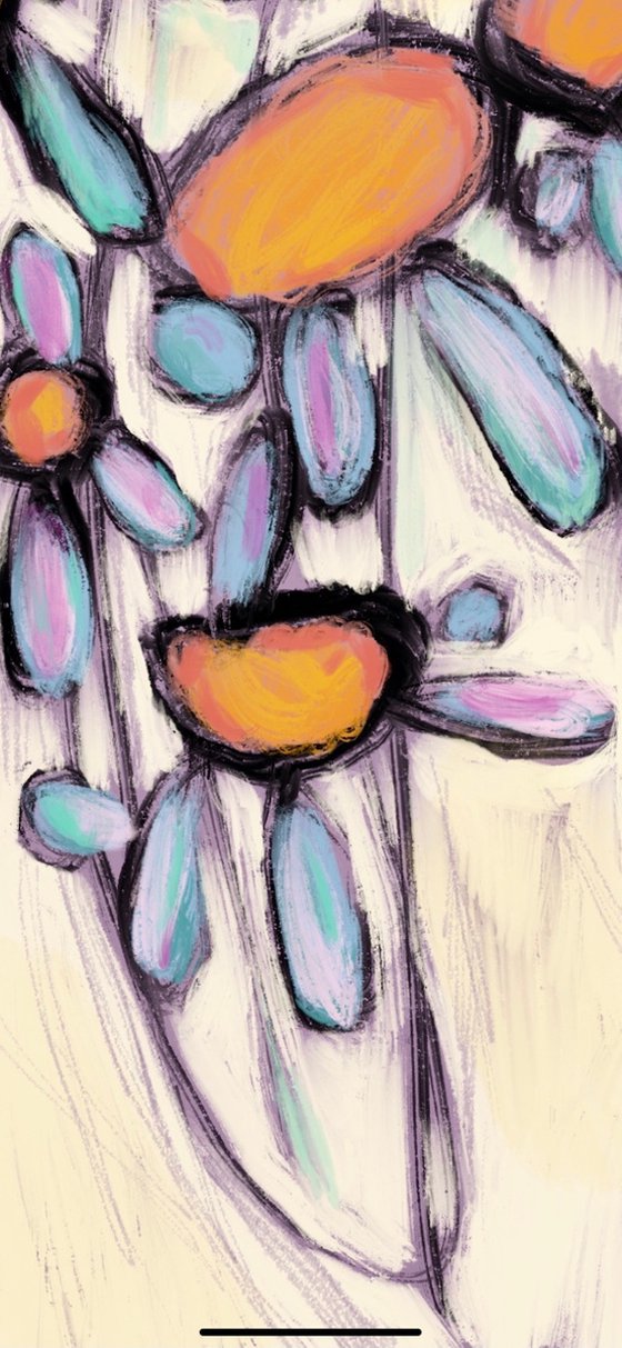 LIGHT- a digital abstract daisy flowers field painting, giclee print, different sizes