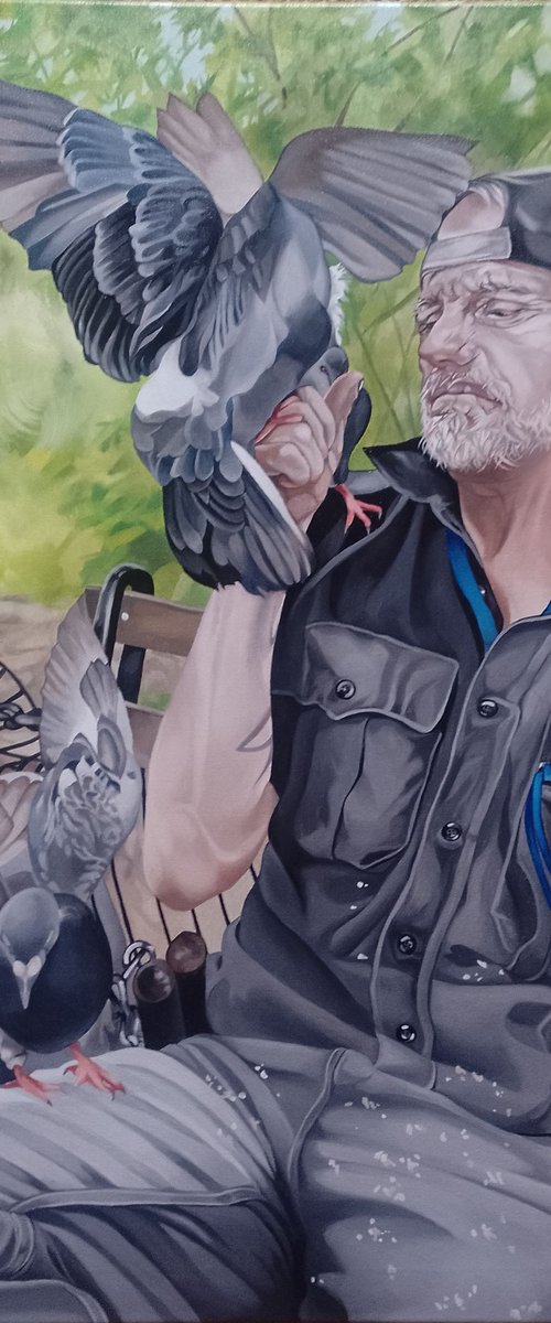 Larry the bird man, New York. by Jo Beer