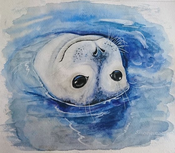 Seal. Watercolor painting by Svetlana Vorobyeva