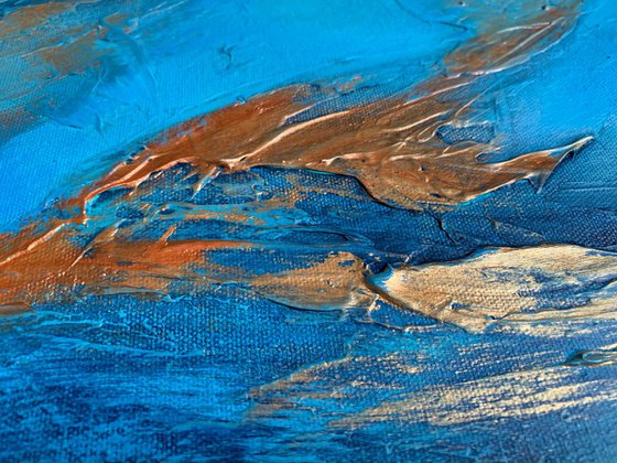 Blue Planet - XL LARGE,  TEXTURED ABSTRACT ART – EXPRESSIONS OF ENERGY AND LIGHT. READY TO HANG!