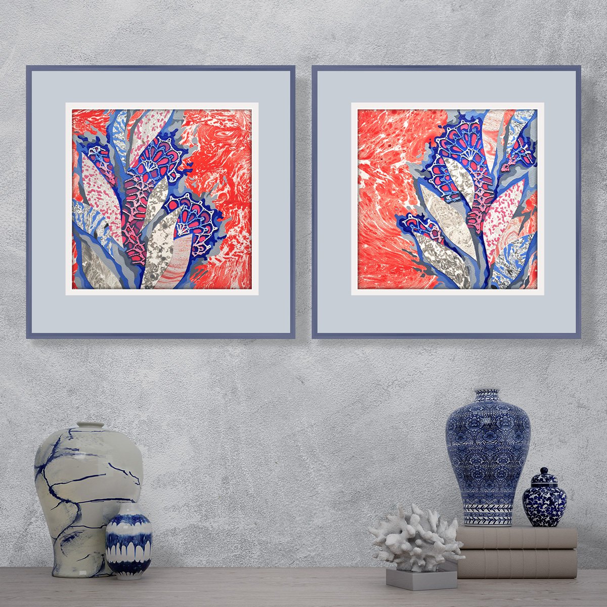 Sunset Oasis, Set Of 2 By Mariia Raskin, 20 X 10, Artwork For Sale On Artfinder