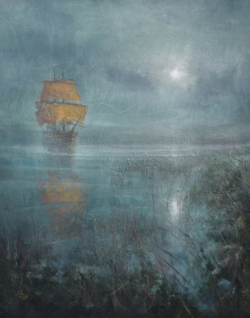Harbor of destroyed dreams - Misty Moonlight by Ivan  Grozdanovski