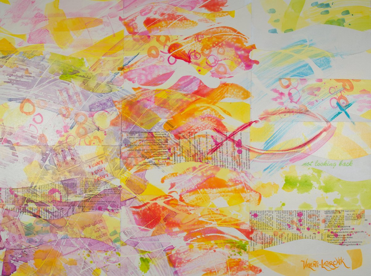 Organic Abstract Painting By Gina Valenti-Lazarchik, 40 X 30, New Day #2, Original Artwork