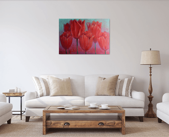 Red Tulips on Red