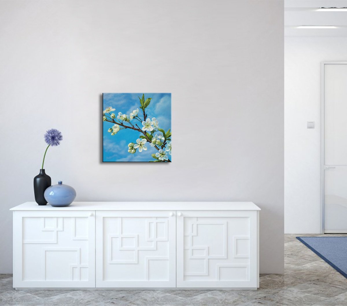 Photorealistic Botanical Oil Painting By Anna Steshenko, 16 X 16, Spring Morning, Original Artwork