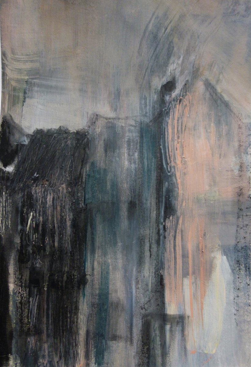 Organic Cityscapes Painting By Cynthia Gregorova, 11 X 16, Totems (Horizonts), Original Artwork