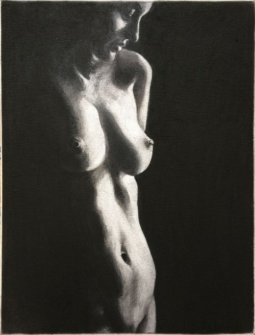 Nude noir #1.3 charcoal on canvas by Vitaliy Koriakin