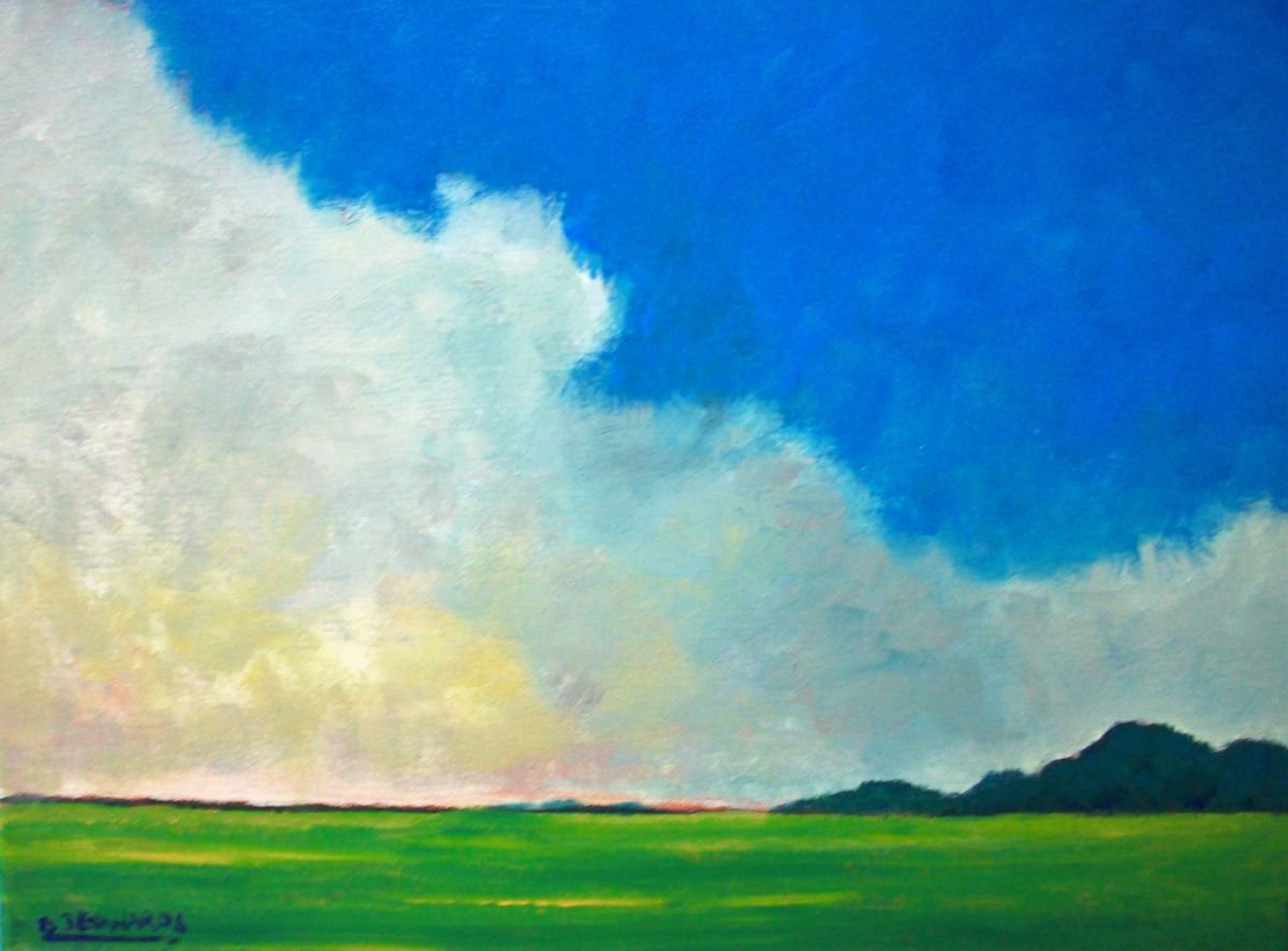 Impressionistic Landscape Acrylic Painting By David J Edwards, 16 X 12, Storm Front, Original Artwork
