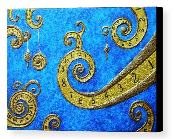 The Illusion of Time - abstract fantasy, steampunk painting; home, office decor; gift idea