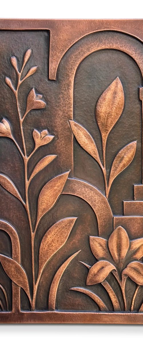 "Copper Botanica" Metal Wall Relief by Jeremy Maronpot