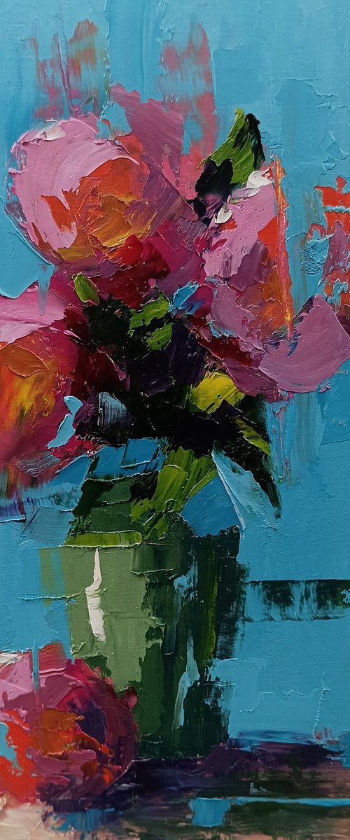 Abstract still life with flowers in vase by Marinko Šaric