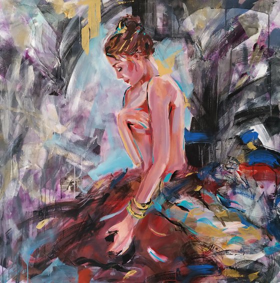 Moment - Figurative painting on canvas