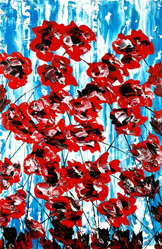 Poppies On Blue 2