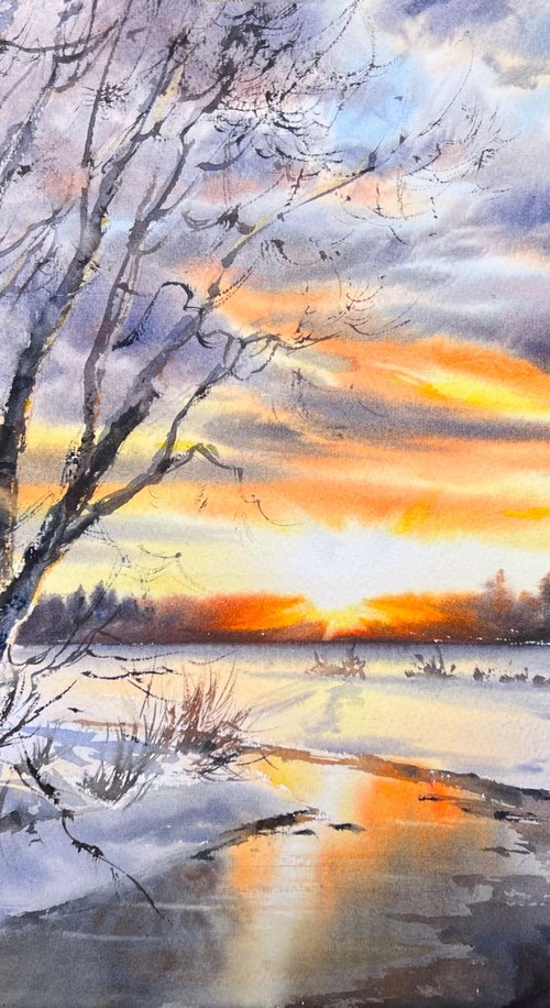 Winter Sunset #2 by Eugenia Gorbacheva