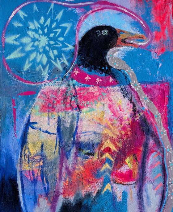 Crow prattles on and on.