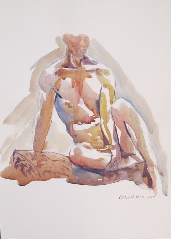 Seated male nude