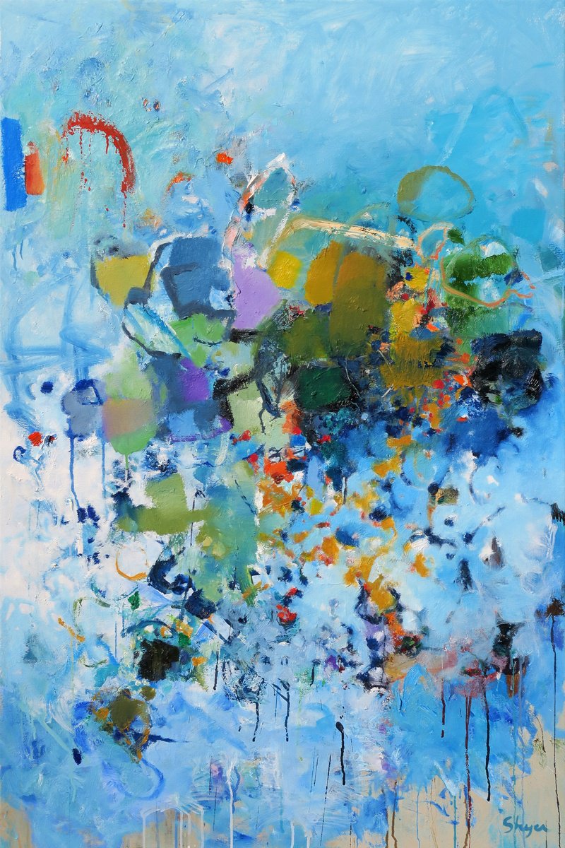 Expressive Abstract Oil Painting By Thomas Steyer, 31 X 47", One O