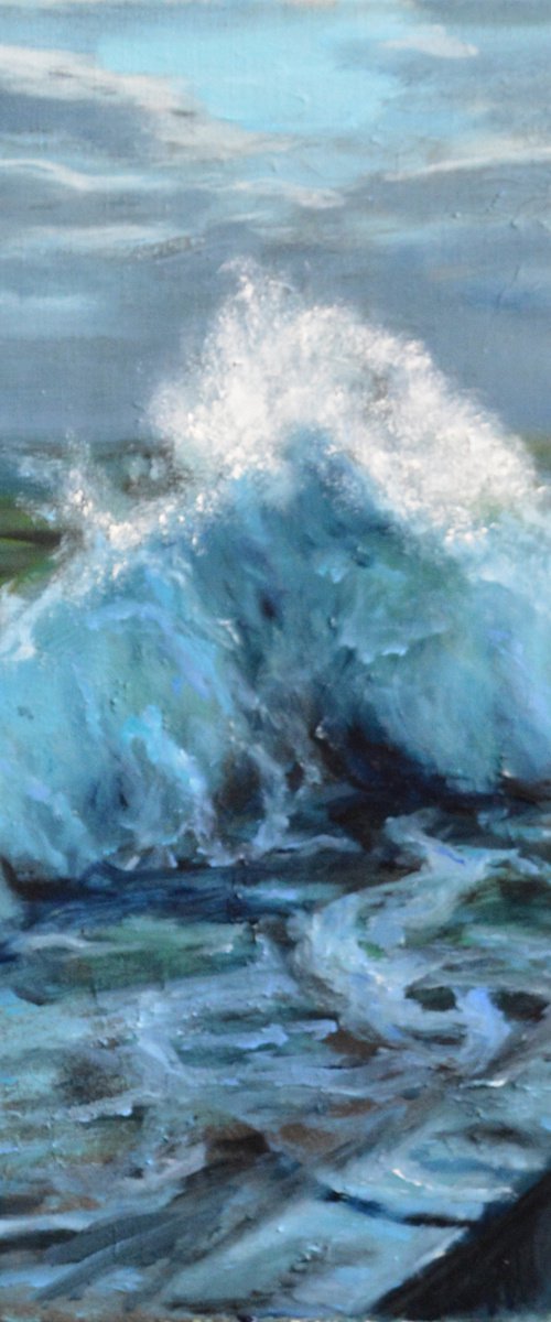 Crashing waves realistic ocean oil painting Aivazovsky inspired nautical oil art oil seascape living room wall art marine painting, nautical art 100% Hand Painted by Anna Brazhnikova
