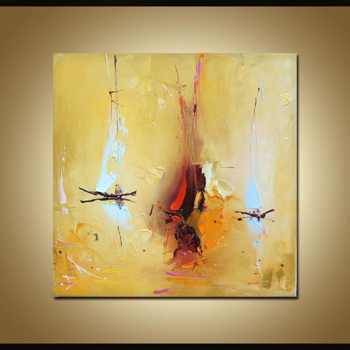 Expressive Landscape Oil Painting By Stanislav Lazarov, 12 X 12", Summer Colors, Original Artwork