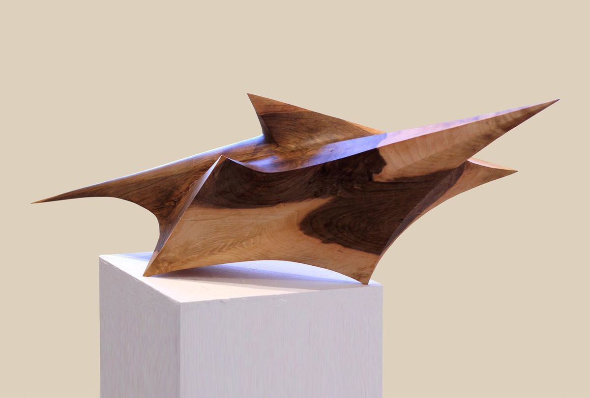 Geometric Abstract Wood Sculpture By Nikolay Martinov, 43 X 14", "Heavens", Original Artwork