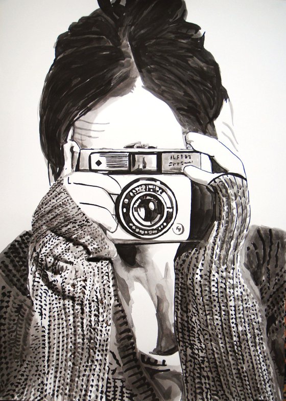 Girl with camera  / 70 x 50 cm