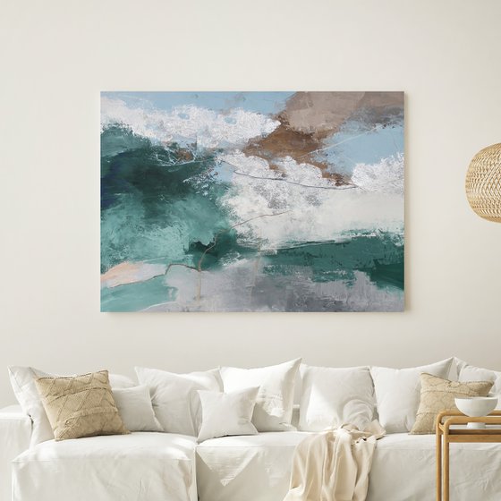 "Greenland 2" Green blue abstract acrylic art