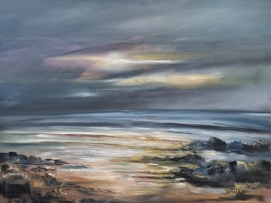 Last Light Seascape in oils 18"×24"