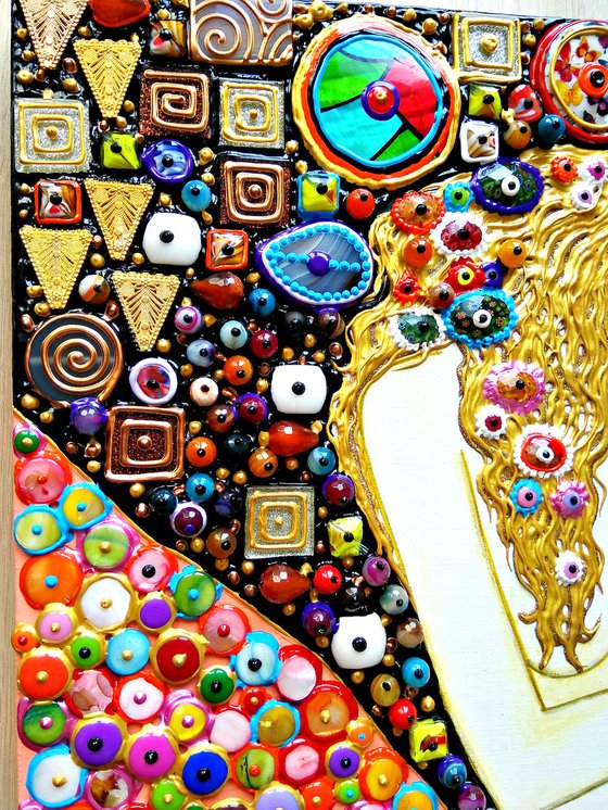 Mother and child (Klimt inspired). Natural precious stones & mosaic