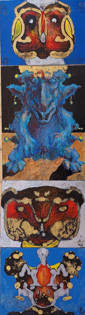 Portrait Painting By Antonio Mele, 10 X 37, Alieni 2, Original Artwork