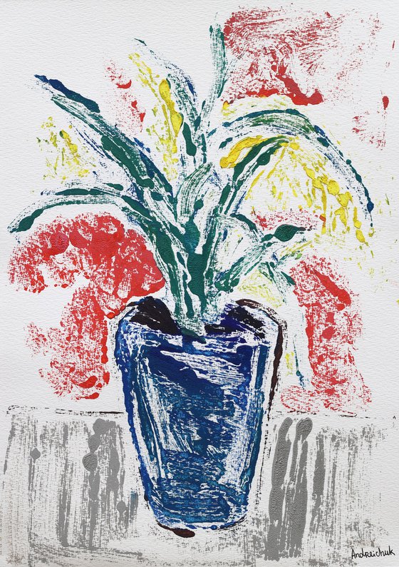 Aloe in a Blue Pot