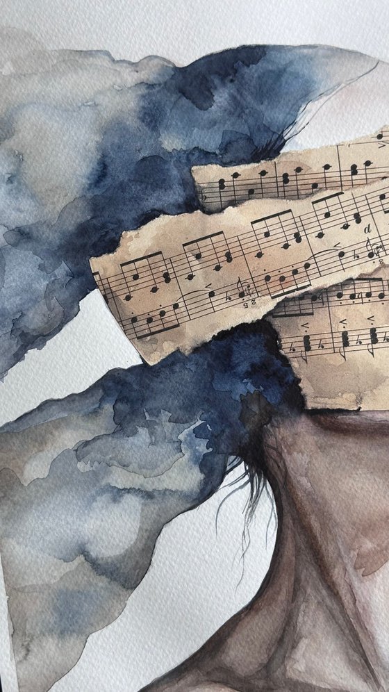 Immersion Blue Sheet Music Abstract Portrait