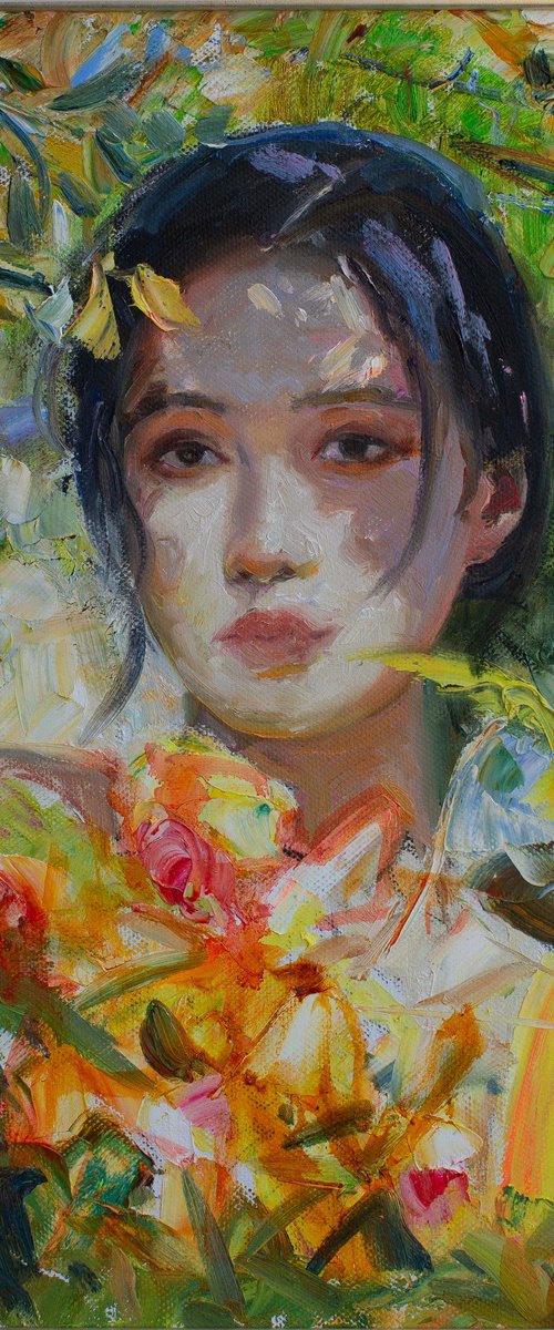 Girl With Flowers by Khanlar Asadullayev