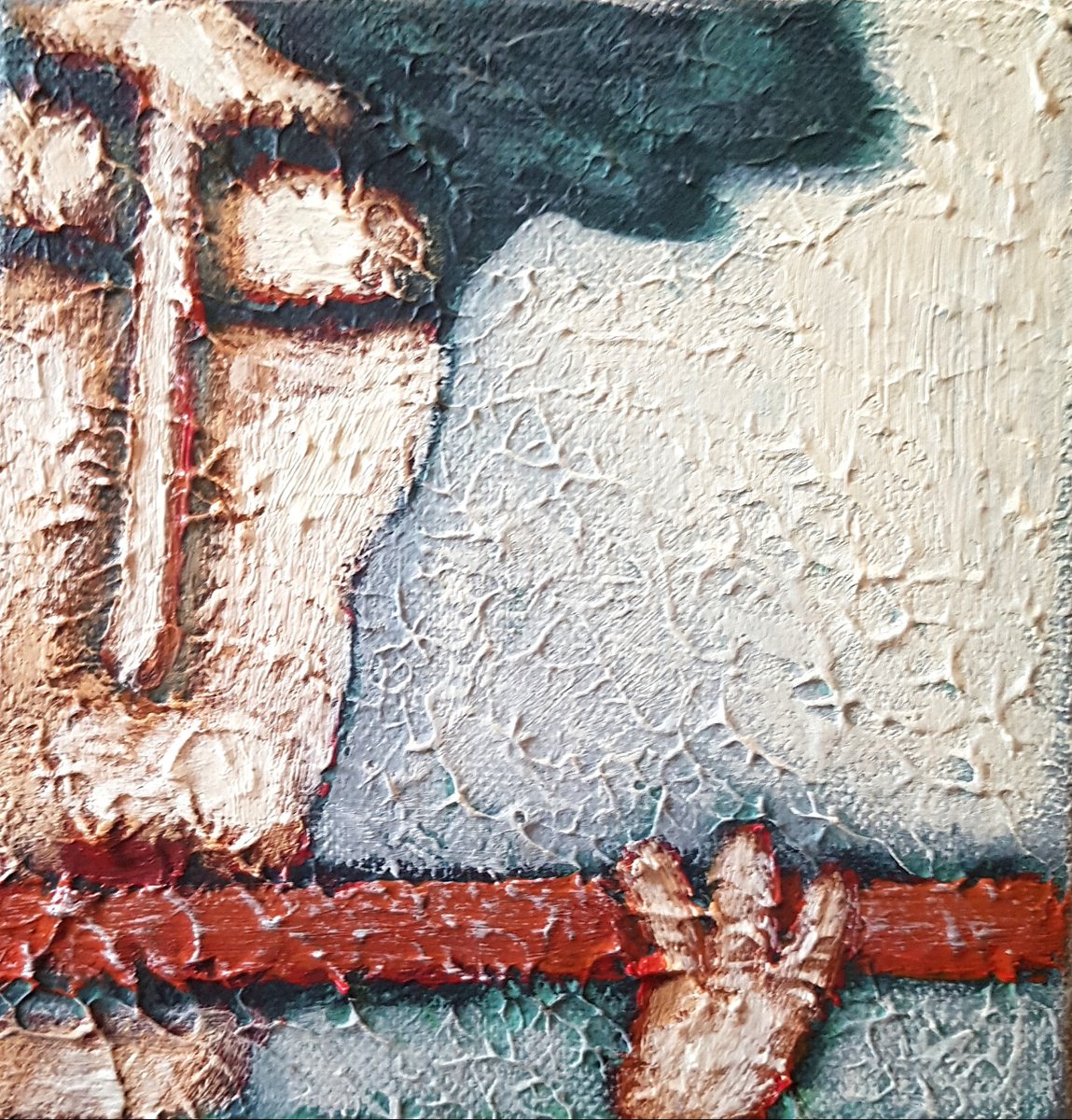 Naive Portrait Acrylic Painting By Zhana Viel, 6 X 6", Fluit Misiek Iv, Original Artwork