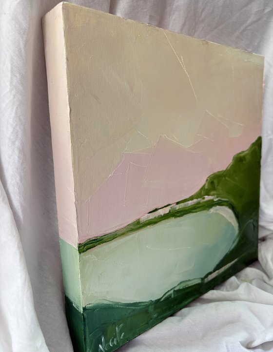 Minimal pastel coastal lagoon