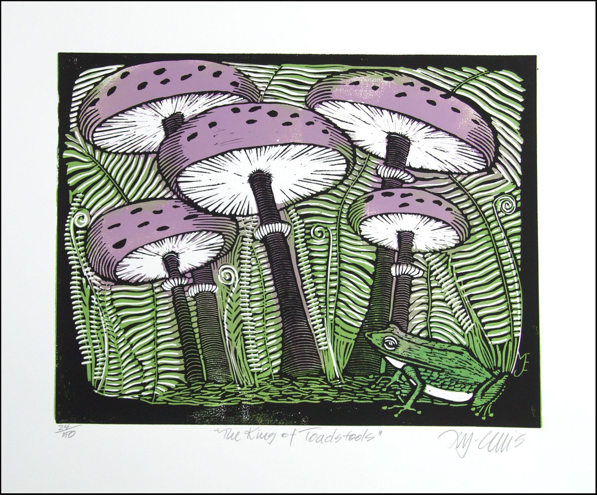 The King, 2 plate linocut by Mariann Johansen-Ellis