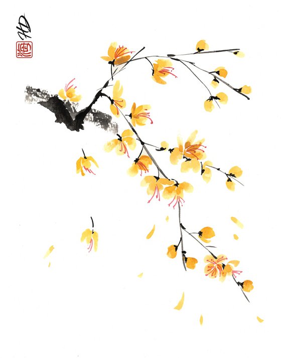 Golden Petals in the Wind