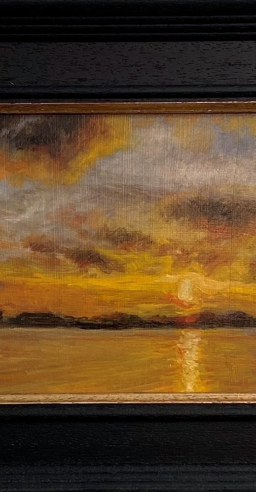 Sunset Over The Sea framed ready to hang. by Jackie Smith