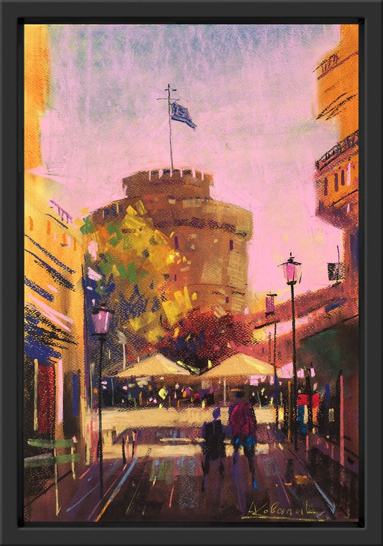 The handmade pastel painting "Thessaloniki, Greece"