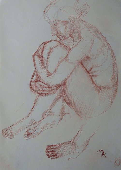 Conte Life drawing by Baden French