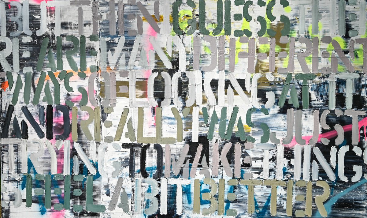 Abstract Oil Painting By Niki Hare, 60 X 36", A Bit Better, Original Artwork