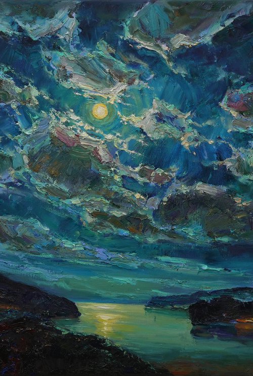 Night over the bay by Alisa Onipchenko-Cherniakovska