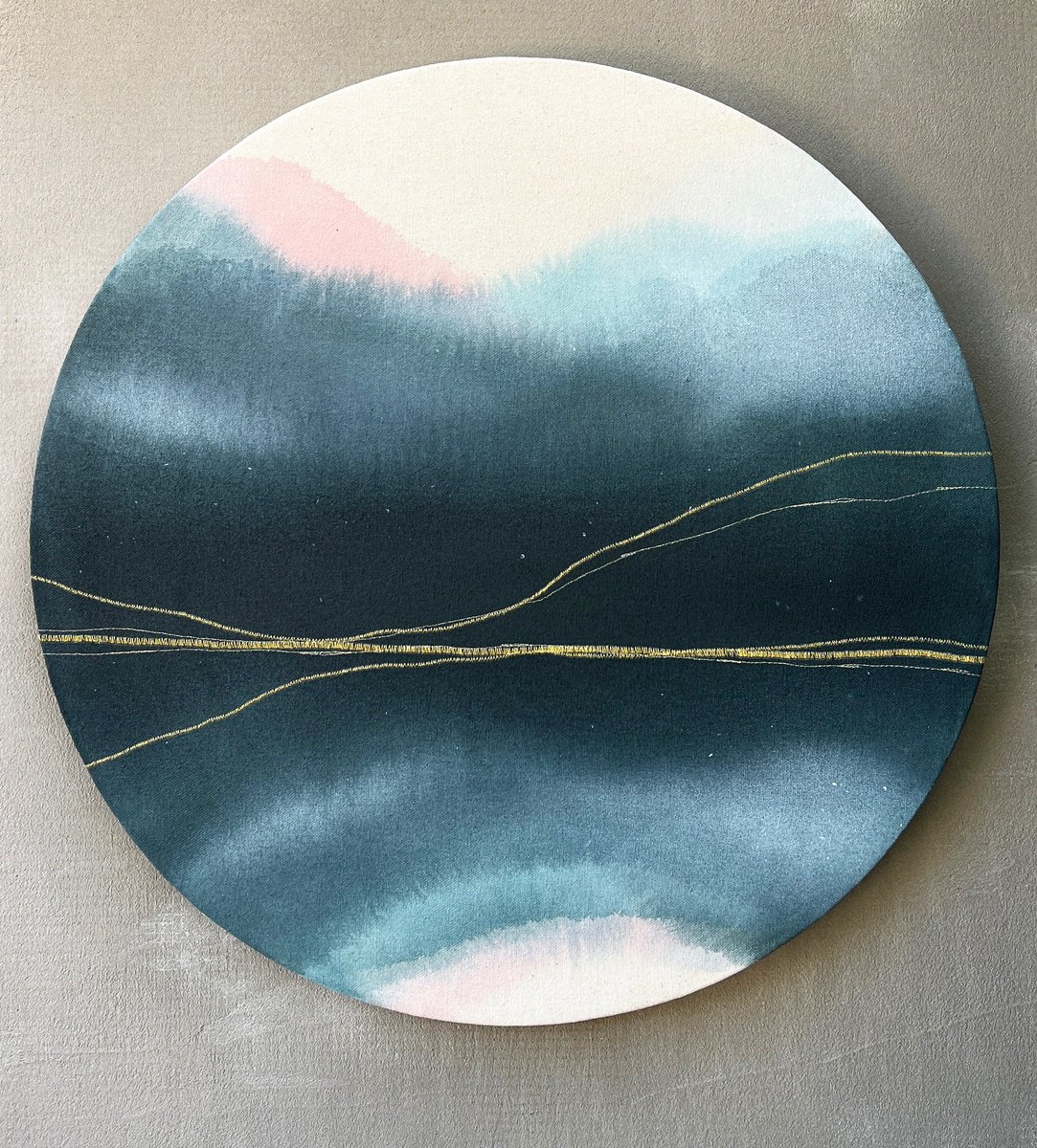 Organic Landscape Painting By Olya Tereschuk, 21 X 21", Tondo-4, Original Artwork