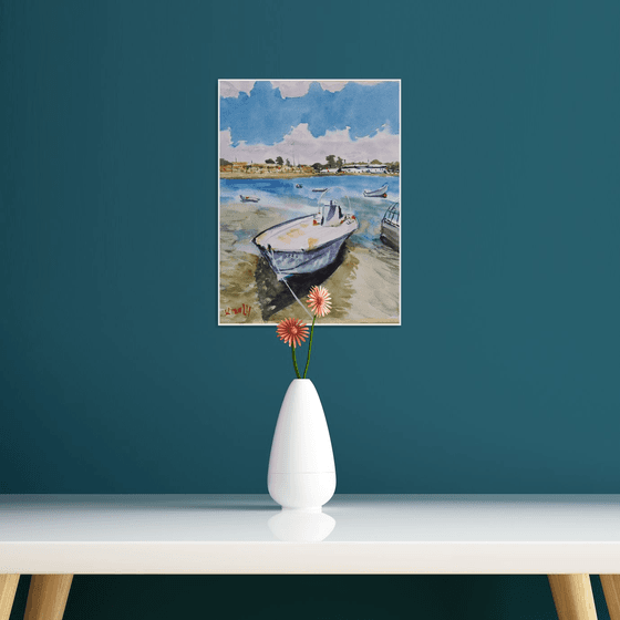 Seascape with boat