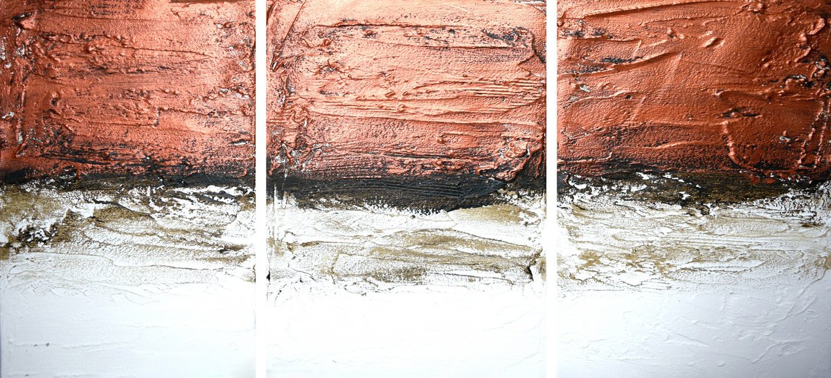 Abstract Acrylic Painting By Stuart Wright, 36 X 16", Copper Notion 2, Original Artwork