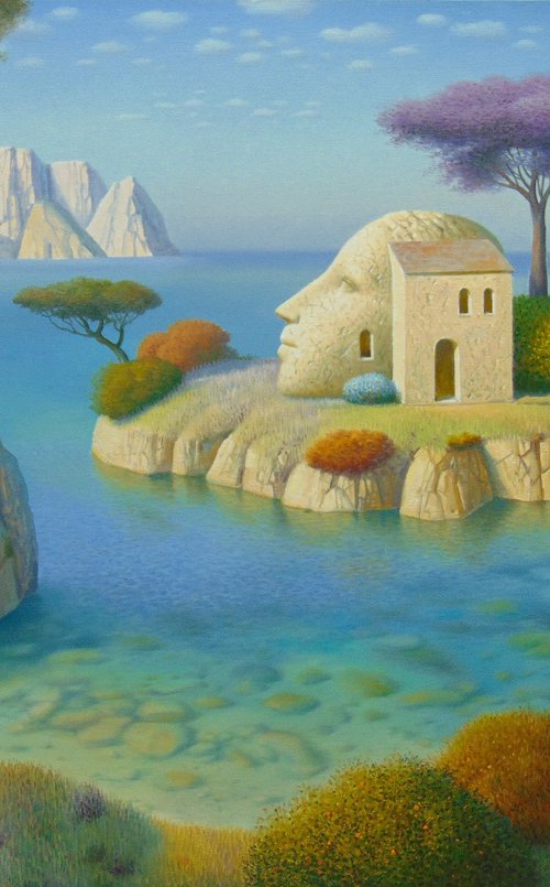 Sea Bay with purple tree by Evgeni Gordiets