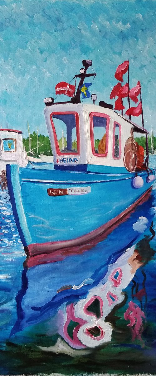 Fishing boat at the pier by Dmitry Fedorov